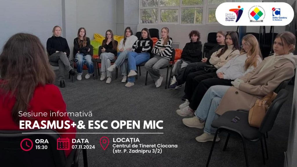 Activitate „Erasmus+ & ESC Open Mic” – Săptămâna Tineretului la Chișinău