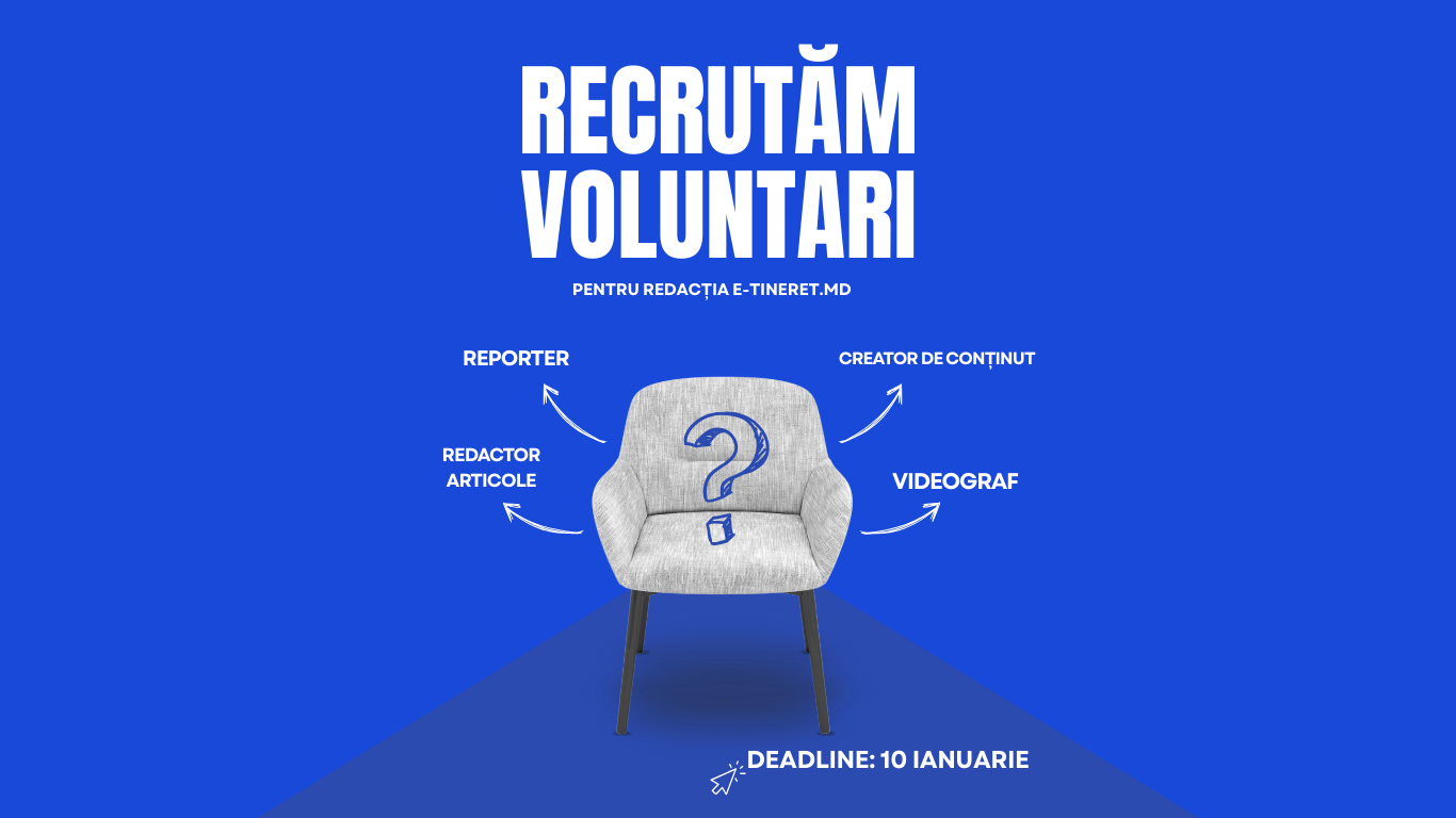 Recrutăm voluntari pentru redacția e-tineret.md