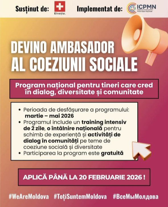 „Ambasadorii coeziunii sociale” | Proiect dedicat tinerilor care își doresc o schimbare