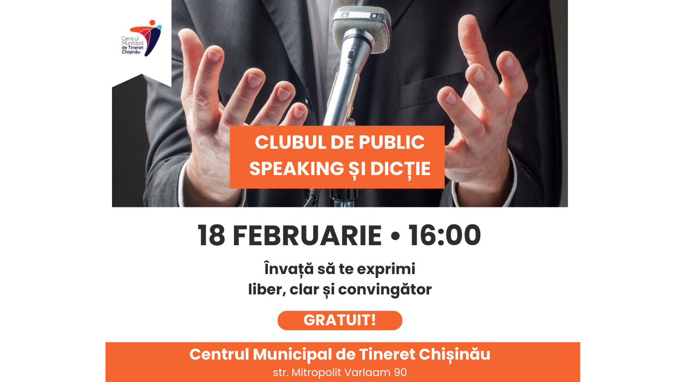 Clubul de Public Speaking și Dicție – întâlniri interactive pentru dezvoltarea abilităților de comunicare