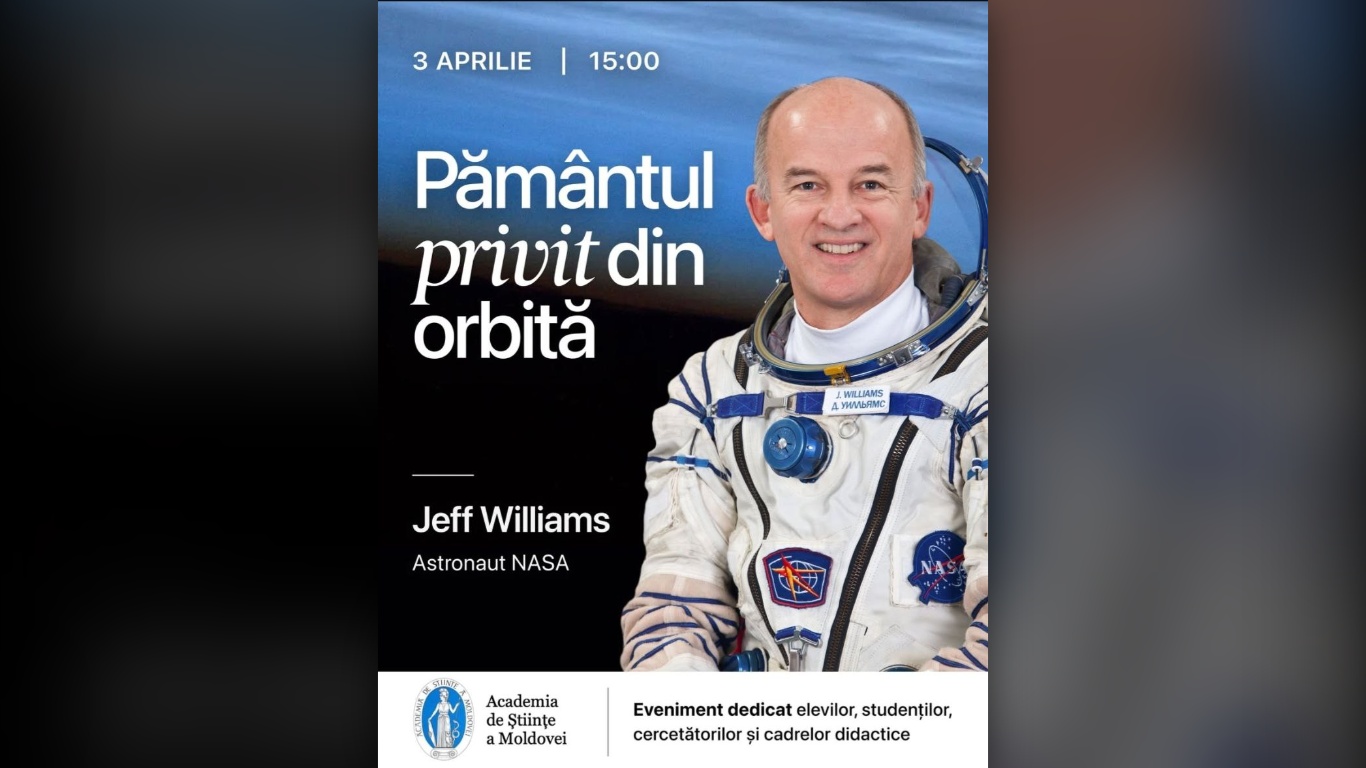 Astronautul NASA Jeffrey N. Williams vine la Chișinău: Prelegere publică despre experiența în spațiu