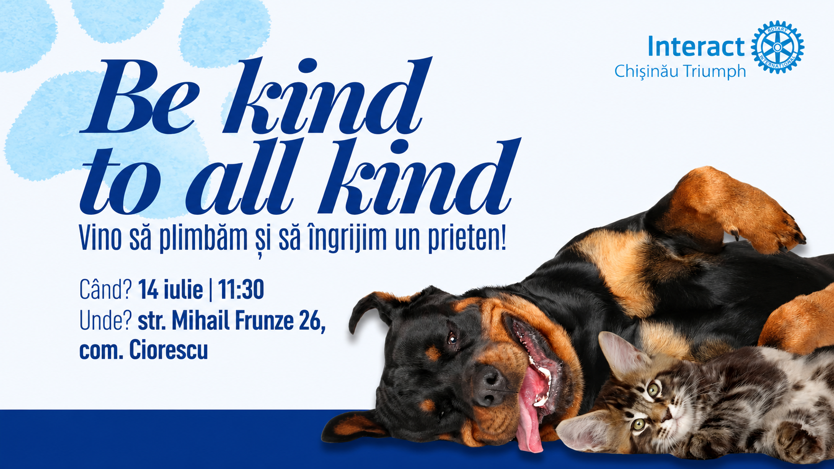 Be kind to all kind- un eveniment pentru iubitorii de animale!