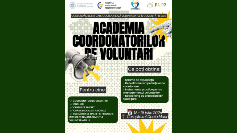Academia Coordonatorului de voluntari! O oportunitate pentru cei care coordonează tineri în comunitățile lor!