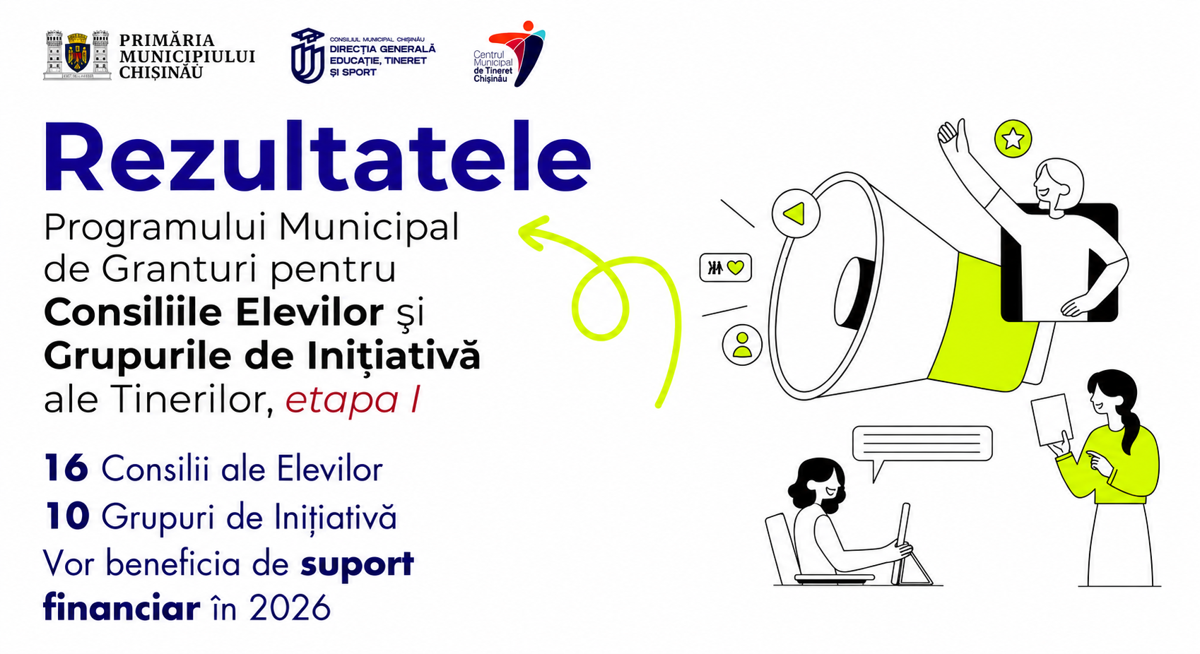 Rezultatele Programului Municipal de Granturi pentru Consiliile Elevilor și Grupurile de Inițiativă ale Tinerilor, etapa I